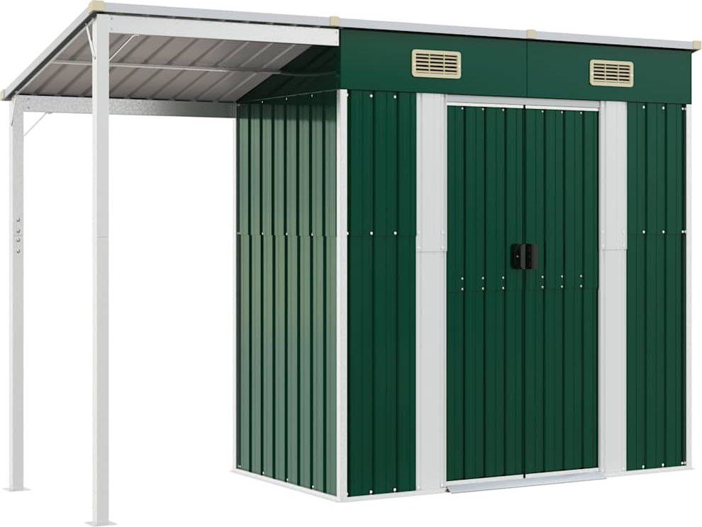 vidaXL Záhradný prístrešok so strieškou zelený 277x107x181 cm oceľ