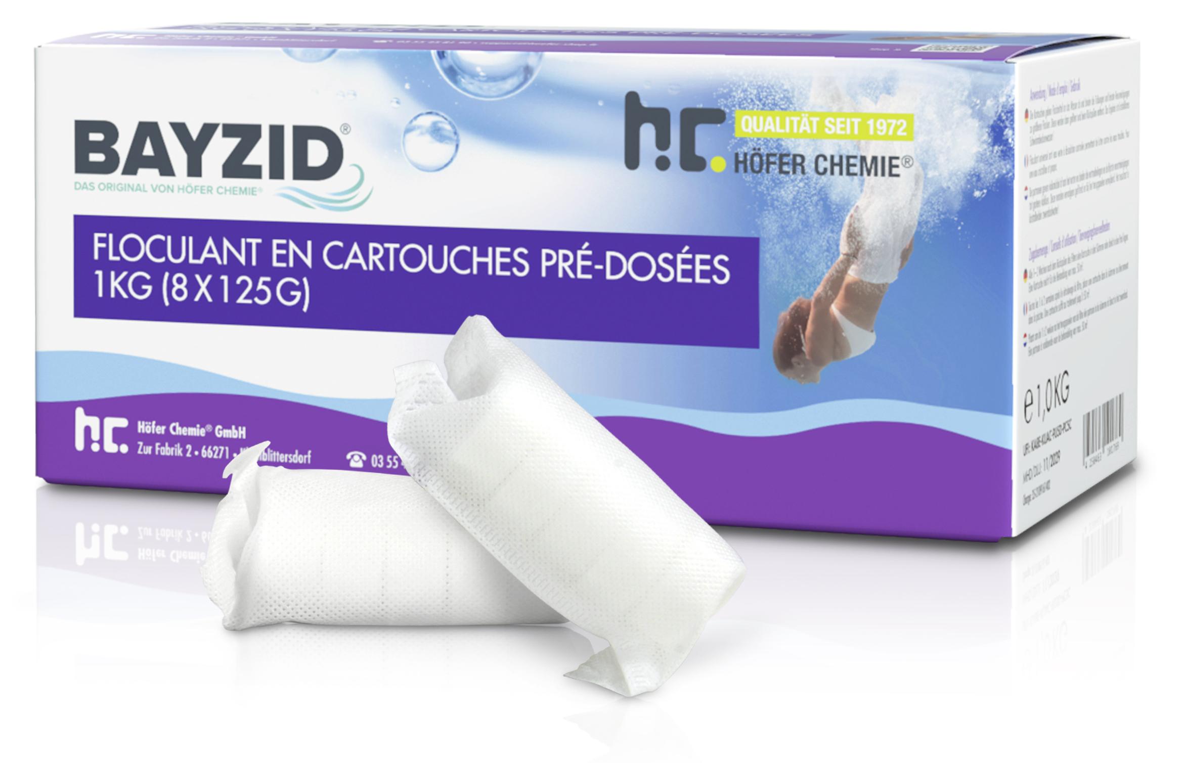 Höfer Chemie 1x1 kg BAYZID® Flockkartusche für Pools filtert Verunreinigungen raus