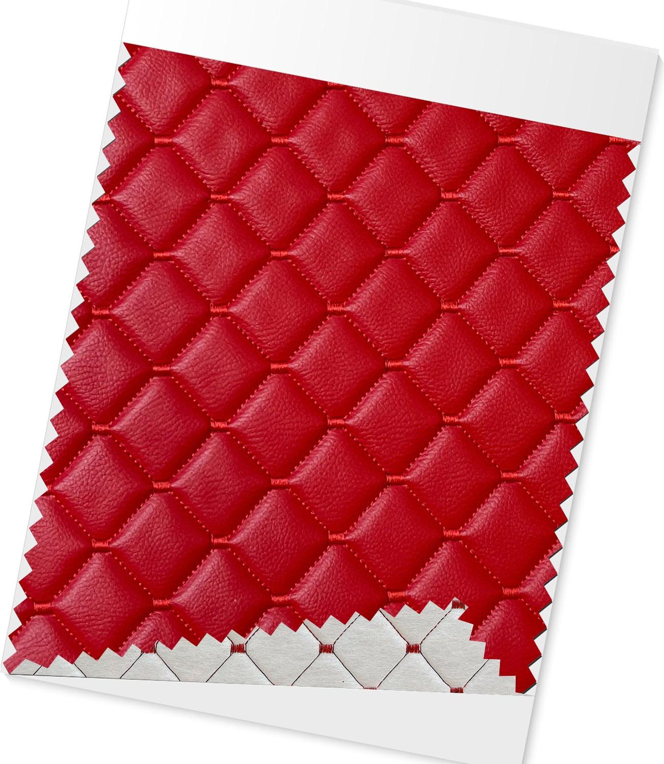 Omtec Polsterstoff Kunstleder Sitzpolster Autostoff Gesteppt Autopolsterstoff Rot