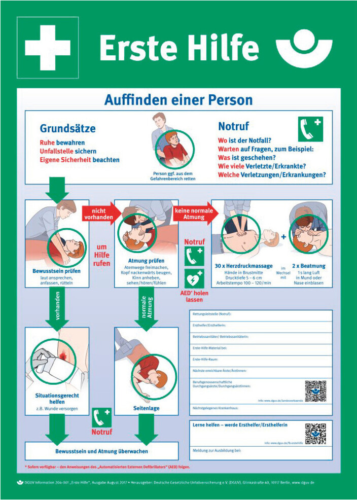 Industrial Quality Supplies Anleitung zur Ersten Hilfe Auffinden einer Person, Typ: 02400 K160.10.002