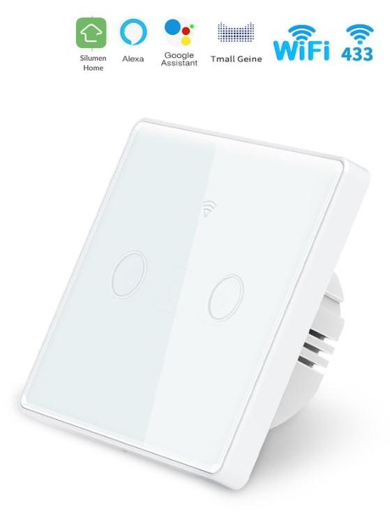 Silamp WLAN-fähiger, berührungsempfindlicher Wandtaster, doppel, weiß - Silumen Home WHX02-WHT
