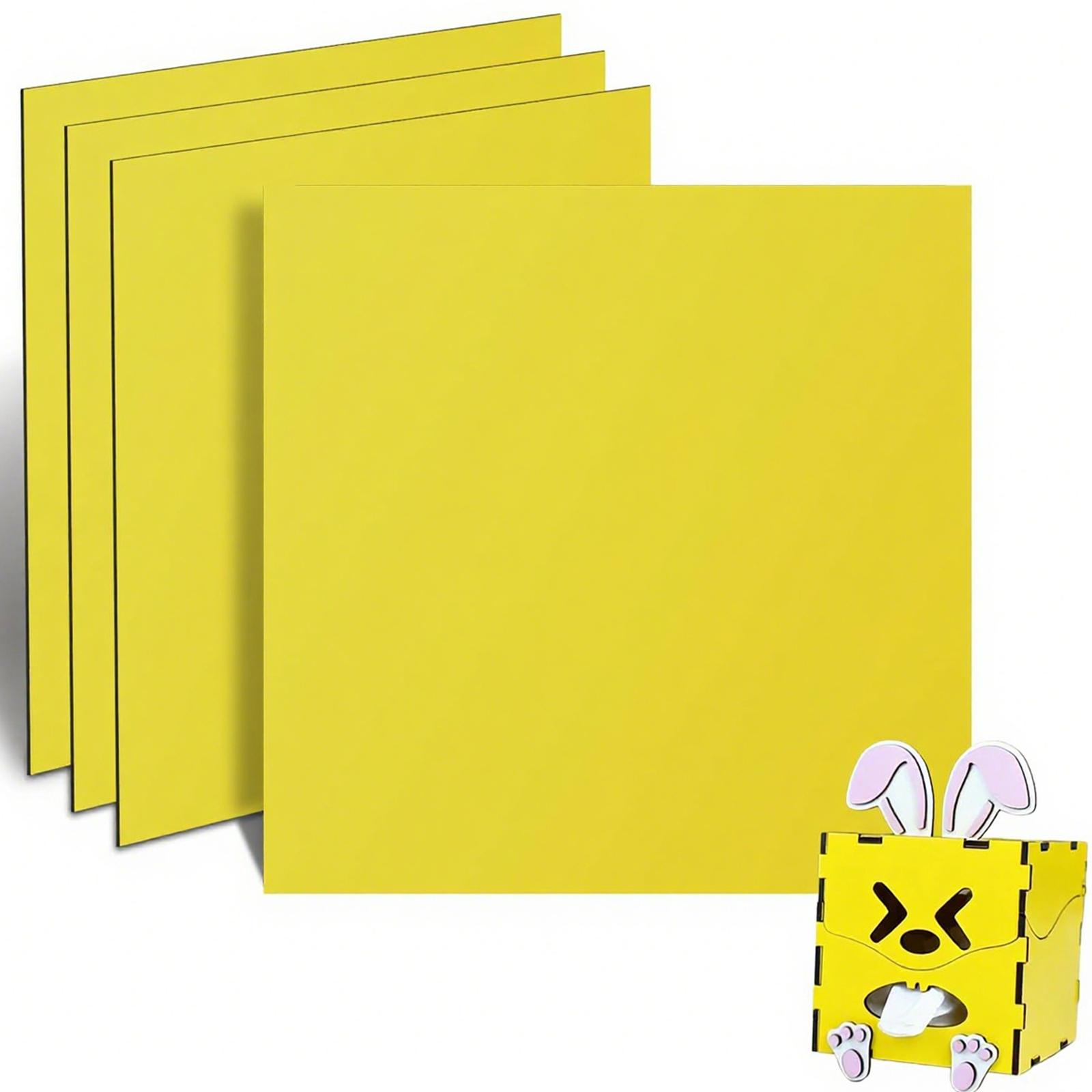 ATOMSTACK Laser Farbige Sperrholzplatte Linde Holz–4 Stück 30x30x3cm, Unbehandeltes Holzplatte für Schneiden & Gravieren, DIY & Handwerksprojekte-Gelb