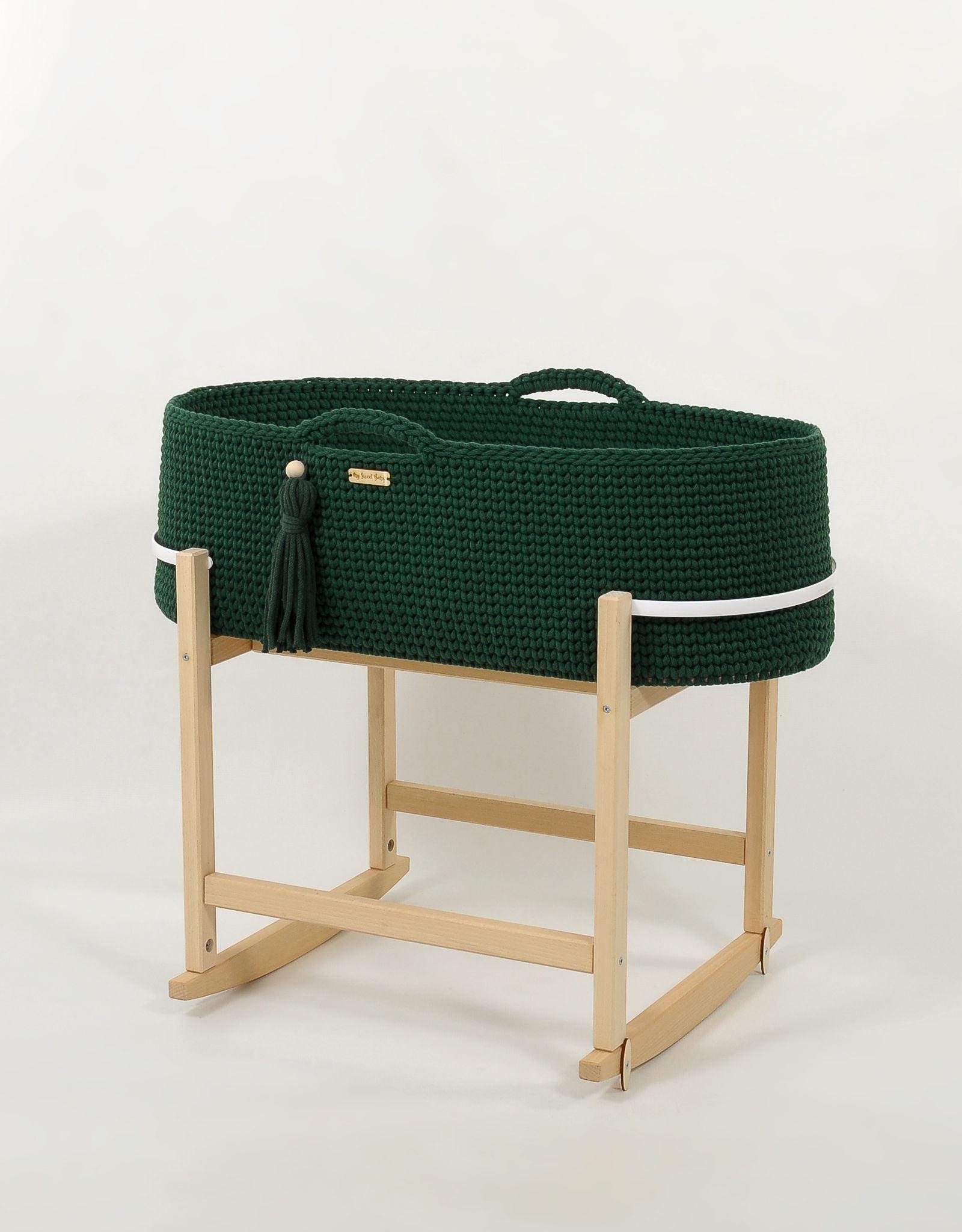 BellaFurn Boho Wiegmand – Handgefertigte Babywieg – inklusive antibakterieller Matratze und Holzschaukel KOSZ-BOHO-KOLYSKA/260