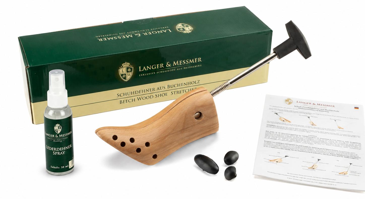 Langer & Messmer Schuhdehner aus Buchenholz für Damen High Heels inkl. Lederdehner, Größe M 37/39,5