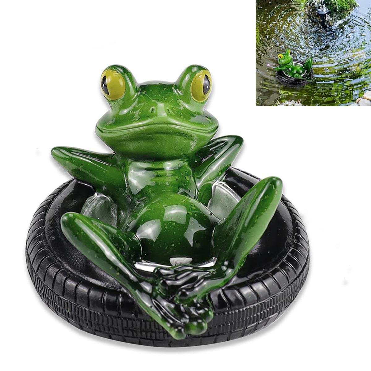 Slyrun Miniteich Deko Schwimmfrosch Set – Teichdekoration für Zinkwannen | Solarbrunnen Garten Balkon KAUF-QYSP-GA1138-020