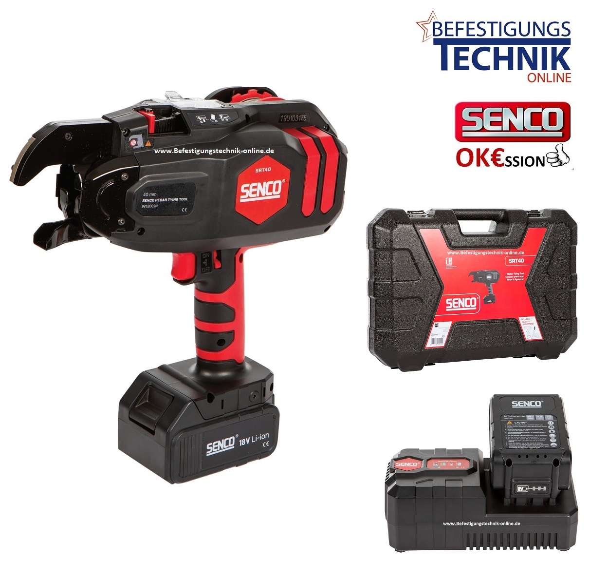 Senco SRT40 Akku Drahtbindemaschine 12-40mm für Bindedraht Tjep ULTRA GRIP40 9VS2002N