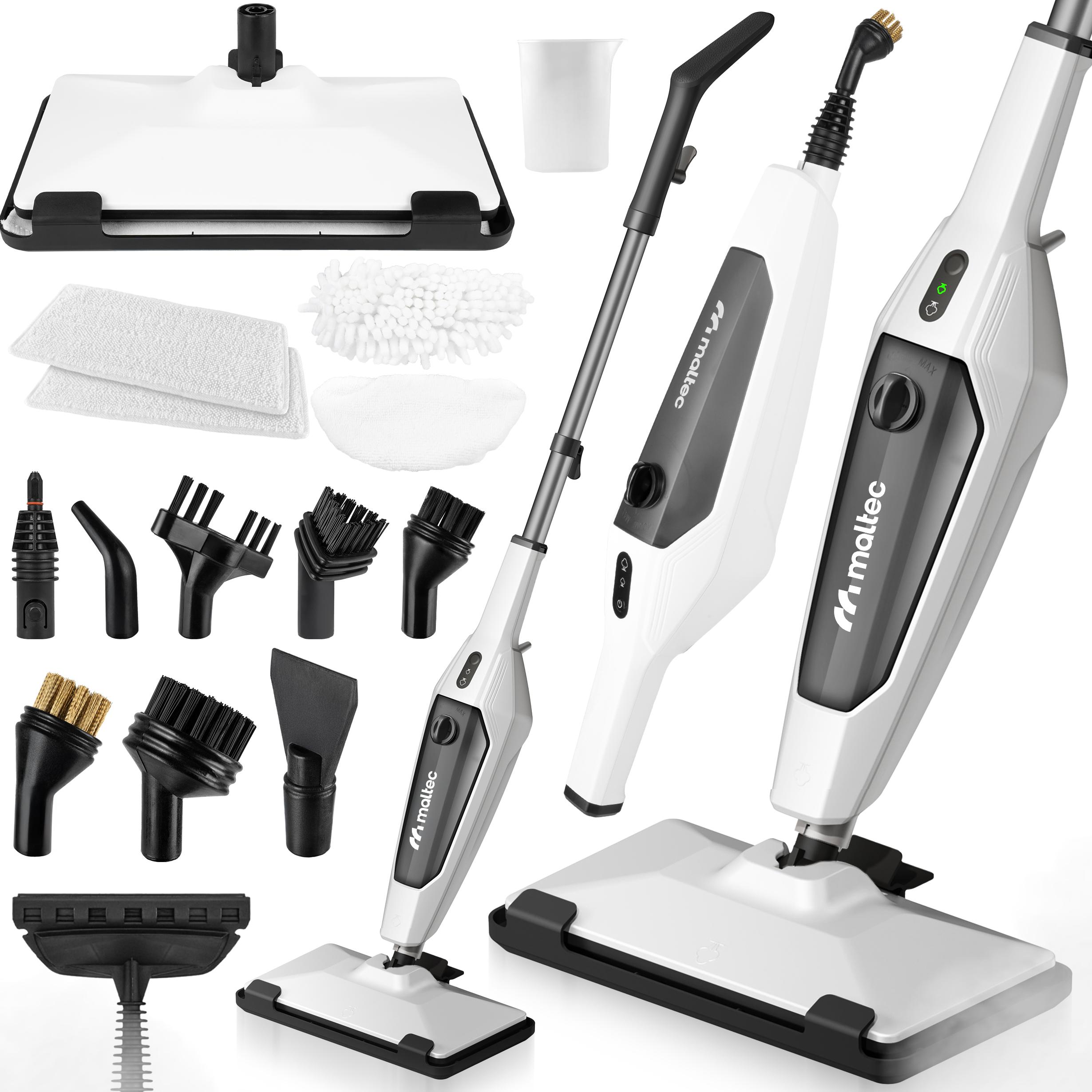 Dampfreiniger multifunktional 2000W Bodenwischer Polsterreiniger MalTec Handgerät Steam Cleaner mit Zubehör Weiss