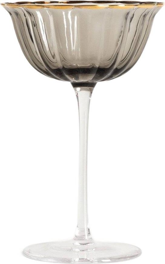 HOMLA SCURO Cocktailglas, schwarz mit Goldrand 0,2 l