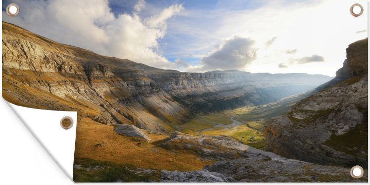 MuchoWow® 80x40 cm Outdoor-Poster Gartendeko Sichtschutz Garten Poster für den Garten Herbst im Nationalpark Monte Perdido mit Felsen, Pyrenäen 133|189678830