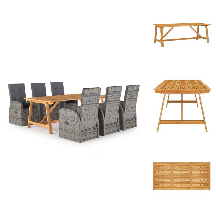 vidaXL 7-dielny záhradný jedálenský set sivý - Záhradné nábytkové zostavy