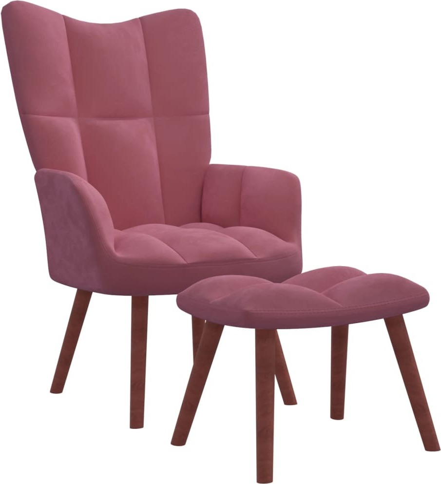 vidaXL Relaxsessel mit Hocker Rosa Samt - Relaxsessel Mit Hocker - Relaxsessel Mit Fußhocker - Sessel Mit Hocker - Sessel Mit Fußhocker HL328066