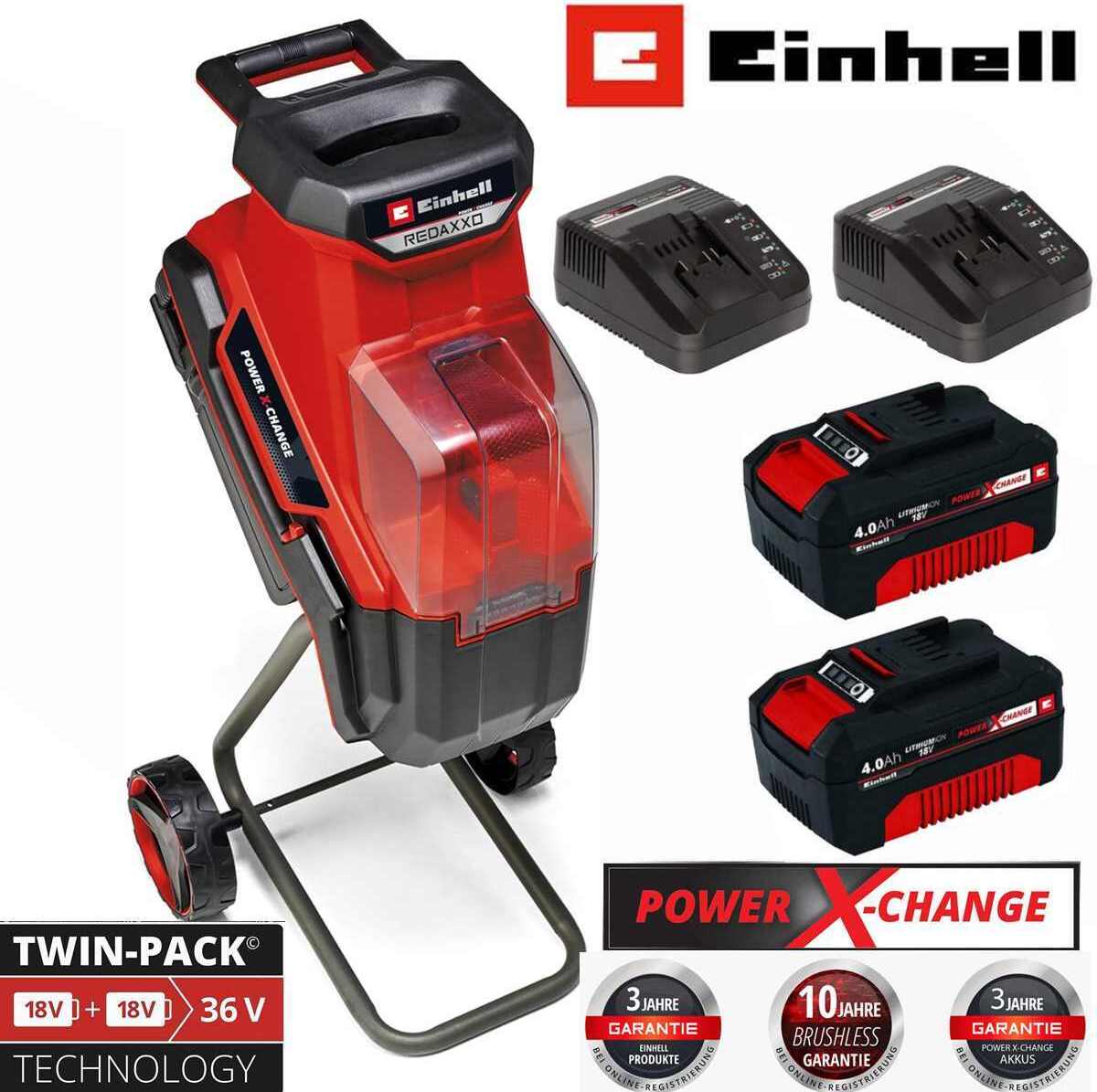 Einhell 3430730 36V Cordless Chipper / Shredder, REDAXXO 36/25 | Adam's