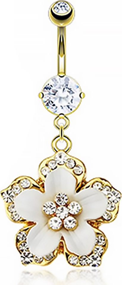 Autiga Bauchnabelpiercing 14 Karat vergoldet Blume Blüte Gold Bananabell Nabelpiercing 3374
