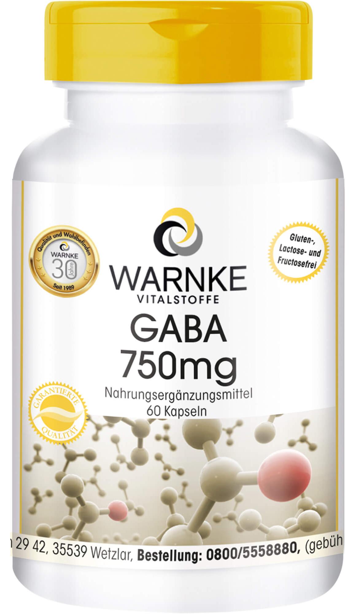 Warnke Vitalstoffe GmbH WARNKE GABA 750 mg Kapseln, 60 St. Kapseln 12343596