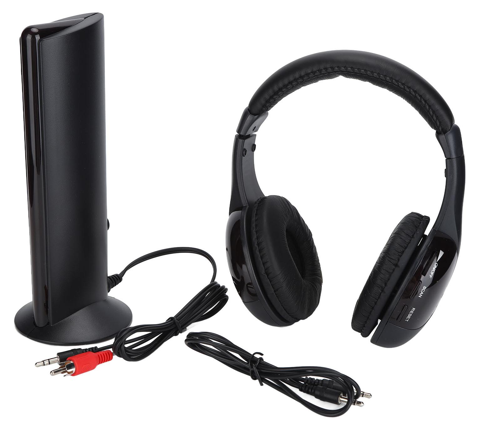 Mmgoqqt 5-in-1-Funkkopfhörer, On-Ear-Kopfhörer, FM-Radio, HiFi, tiefer Bass, mit Monitoring für PC, Fernseher und Audiogeräte Kau-LA-26310-18