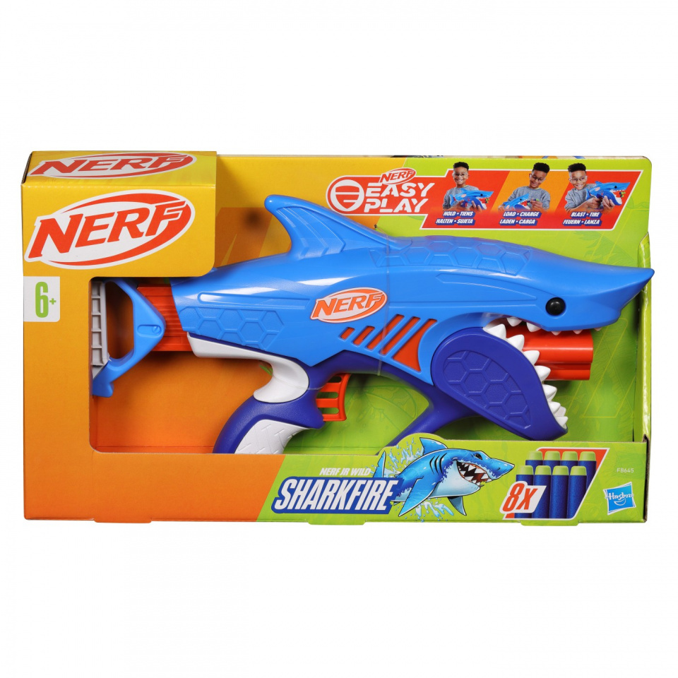 NERF Junior Wild Sharkfire Dart Blaster – Einfacher Spielblaster Mit 8 Darts Für Kinder Ab 6 Jahren NERF Junior Wild Sharkfire Dart Blaster – Einfacher Spielblaster Mit 8 Darts Für Kinder Ab 6 Jahren