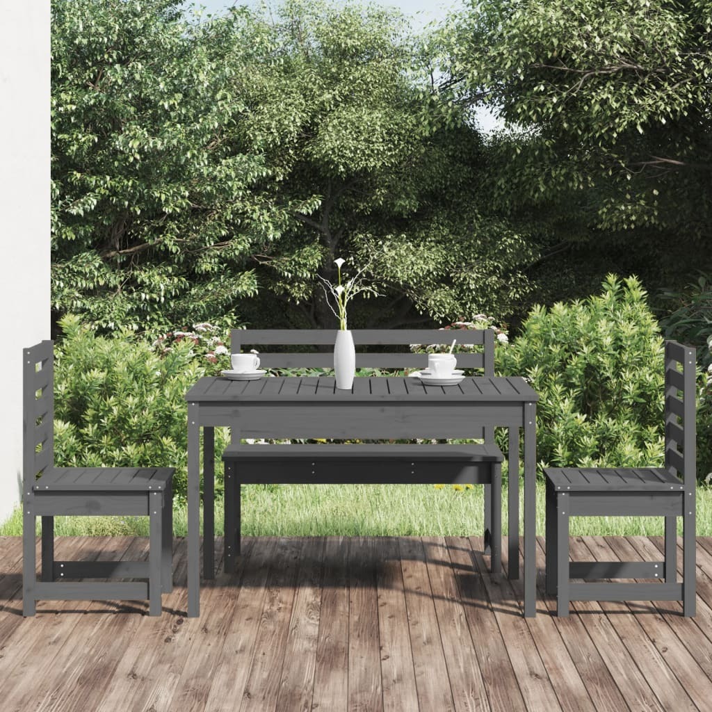 Maison Exclusive 4-dielny záhradný jedálenský set sivý z masívneho borovicového dreva