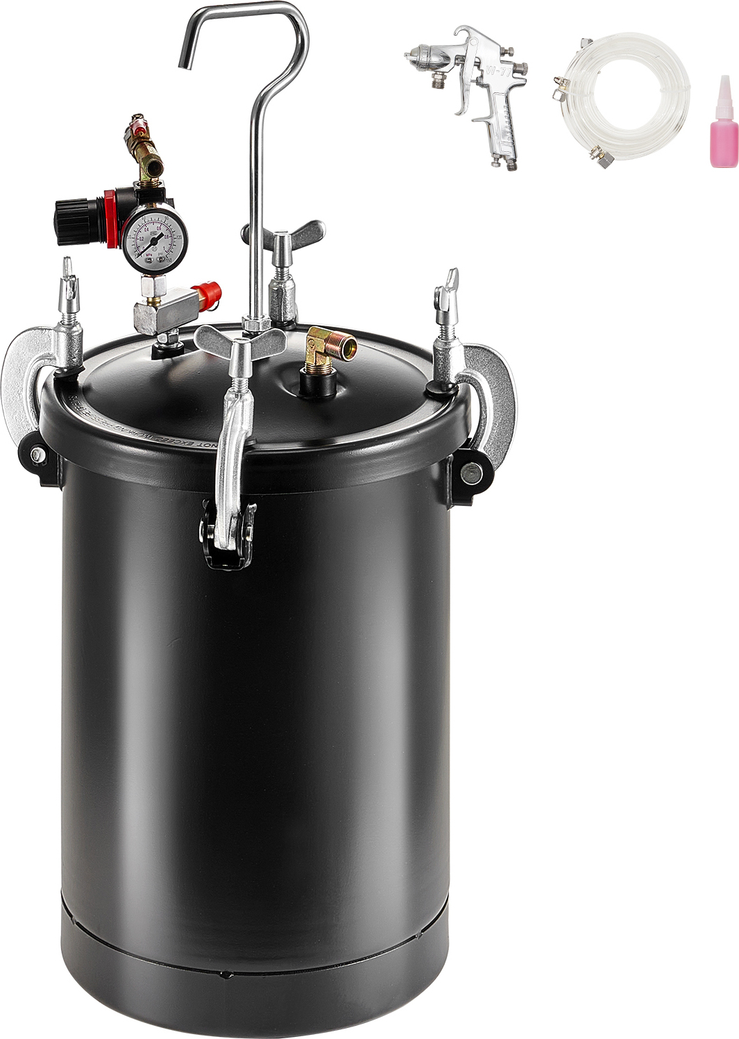 SucceBuy Druckbehälter für Sprühfarbe, 15 l/3,75 Gallonen Druckbehälter, einstellbarer Druck von 60 psi, Stahl-Druckbehälter-Farbbehälter mit Spritzpistole, Schläuchen, für Heim- und Industriegebrauch JY-SS15L