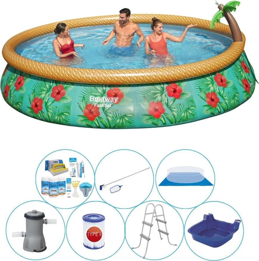 Bazén Super Deal - Bestway Fast Set Tropical Blumen 457x84 cm - Rund