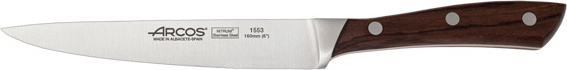 Küchenmesser Arcos Natura 155310 in Nitrum Stahl, Mango in Palisander und 16 cm Klinge im Koffer.