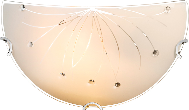 etc-shop Wandleuchte mit satinierten Glas und klaren Dekorlinien 33527