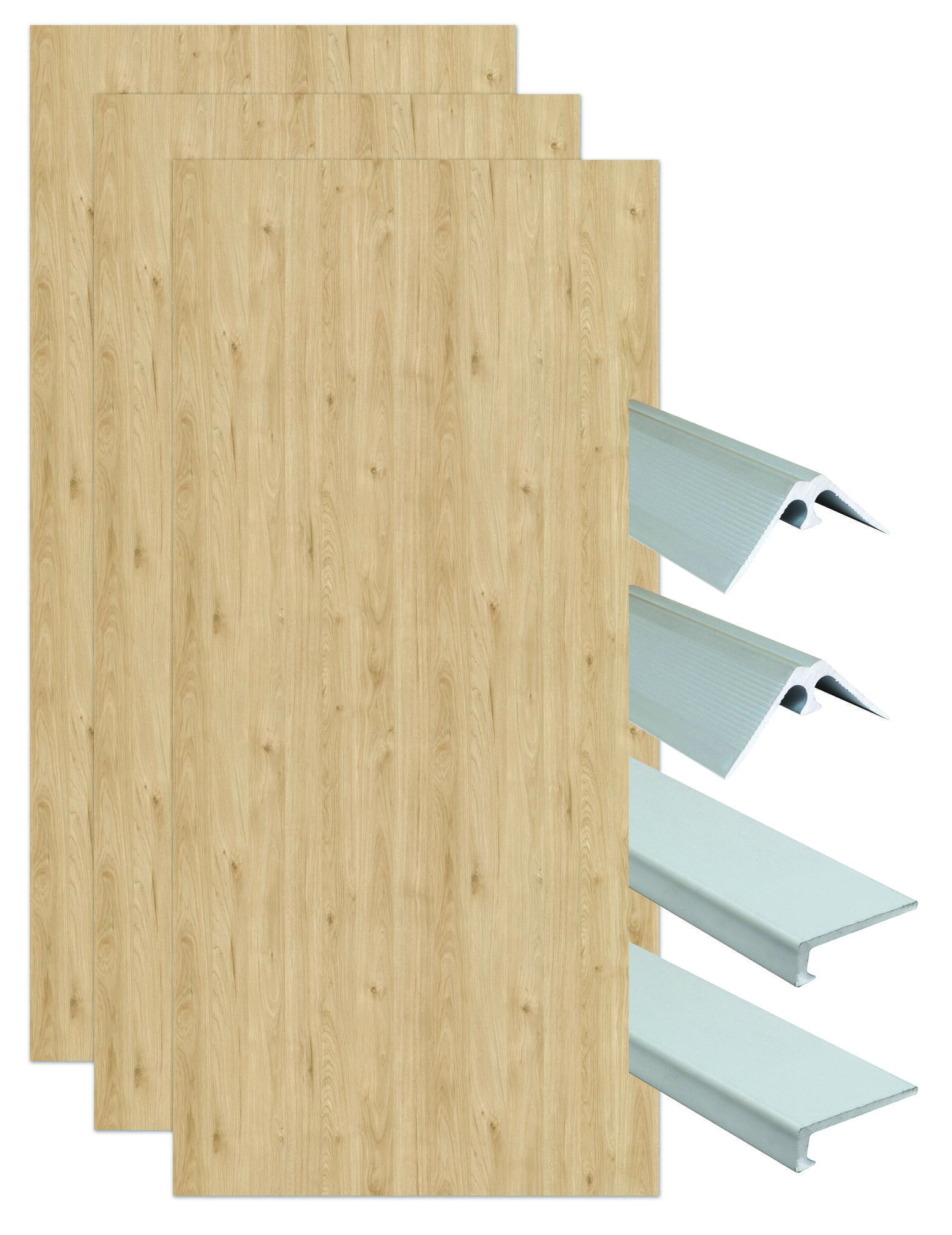 AYOR BATHROOM ONDEE ZEN-Montageset für 3 Wandpaneele in einer Nische – Holz 120 cm – verchromte Profile KUML12CBOITRE