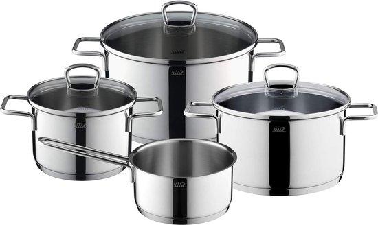 OEM Induktions-Pfannensatz 4-teilig aus Edelstahl mit Glasdeckel transparent ohne Beschichtung für Induktionsfelder 2026