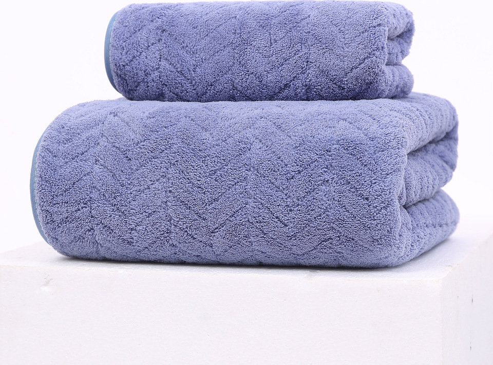 FEBE Handtücher Badetüch Set Violett Mikrofaser Frottier Waschlappen 70x140 cm 35x75 cm Towel Set Badezimmer Deko 2er Pack PJ-M6-1