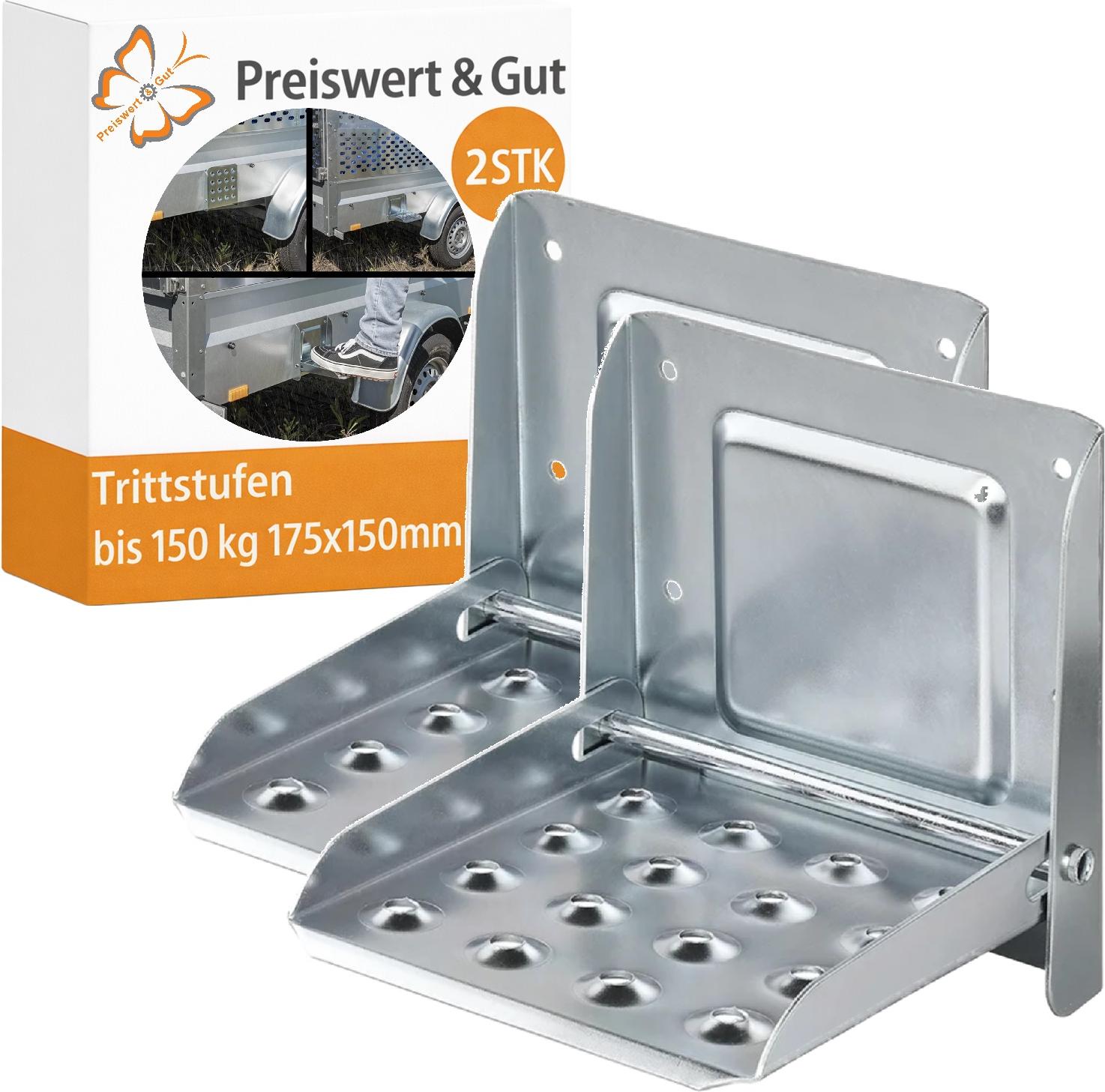 ProPlus 2x Fußrasten Trittstufen bis 150kg – Rutschhemend 175x150mm Trittbretter Wohnmobil Klappleiter Trittstufe Aufklappsperre 2-SPP_SP-01