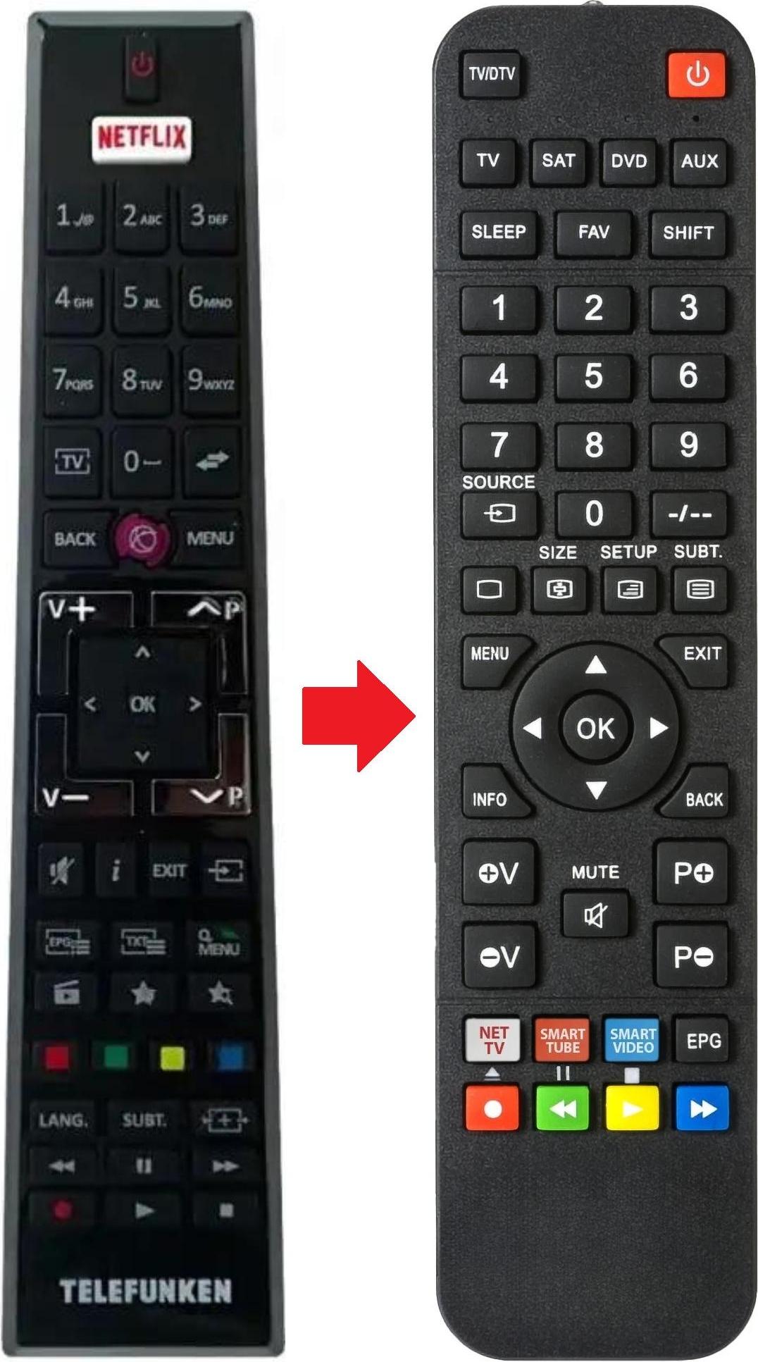 ARKAIA Fernbedienung geeignet für DIGIQUEST DGE39NETFLIXFHD | DGE55NETFLIX DGE39NETFLIXFHD | DGE55NETFLIX | DGE55NETFLIX/EDGE