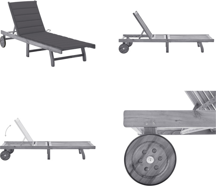 vidaXL Lehátko s vankúšom sivé akáciové masívne drevo - Lehátko - Lehátka - Drevené ležadlo - Drevené ležadlá