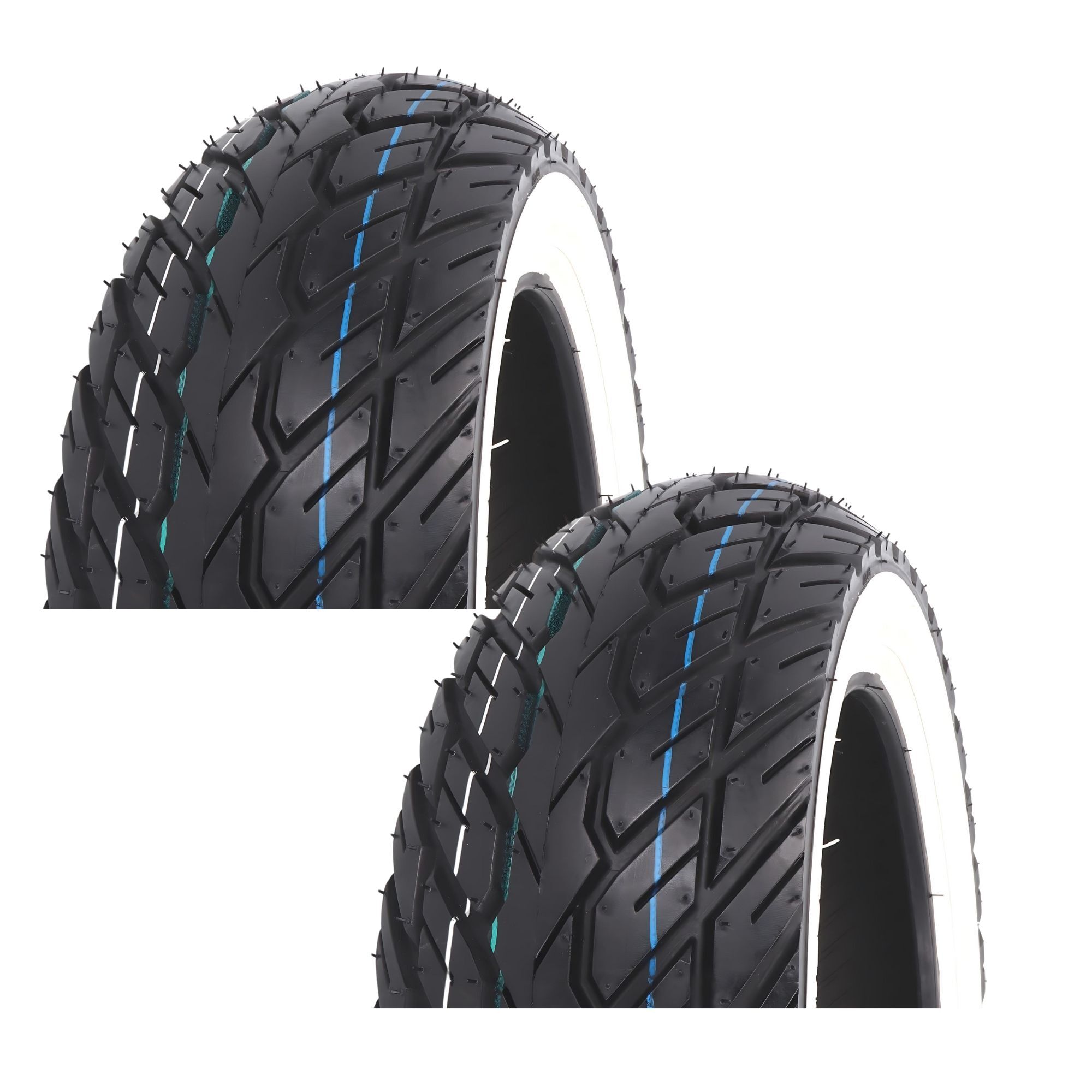 Kenda Reifen Set 2x Kenda K418 Weißwandreifen 100/90-10 / 3.50-10 51J TL, 4PR