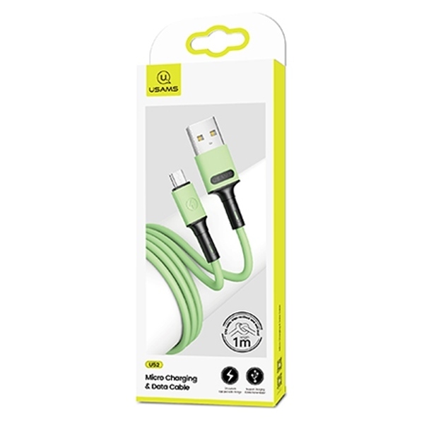Usams Kábel U52 Microusb 2A Rýchle Nabíjanie 1M Zelený/Zelený Sj435Usb02 (Us-Sj435)
