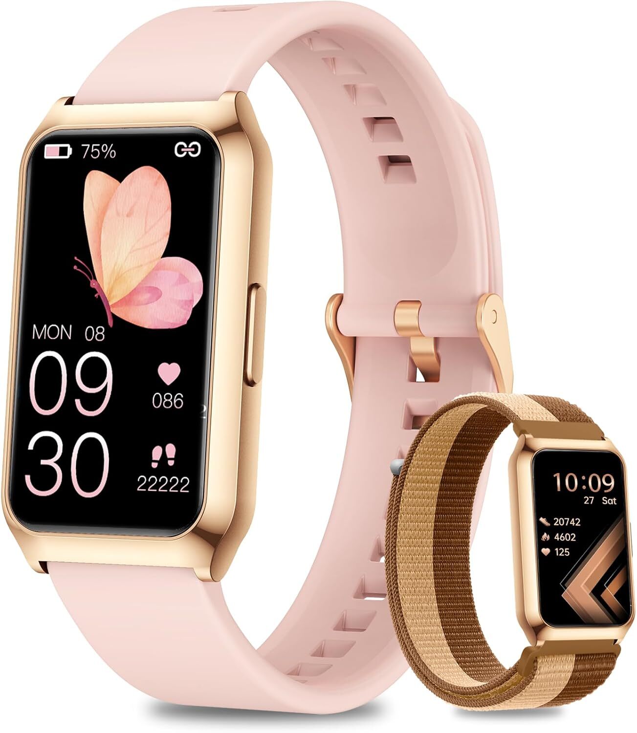 Fitoncloud Fur Damen mit Pulsmesser SpO2 Schlafmonitor, 26 Sportmodi Aktivitätstracker, Nachrichten Whatsapp, wasserdichte IP68