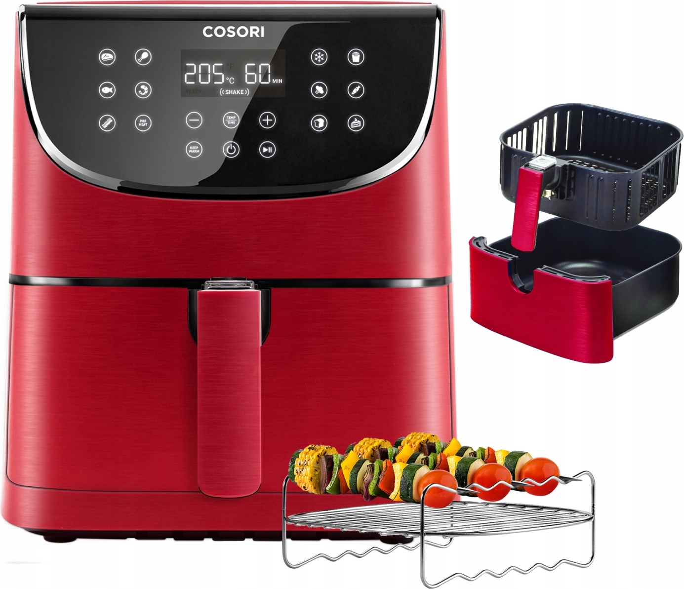 Cosori Fettfreie Friteuse 1700W 5.5L Luftfriteuse 11 Programme Rot BELLA-B-1557