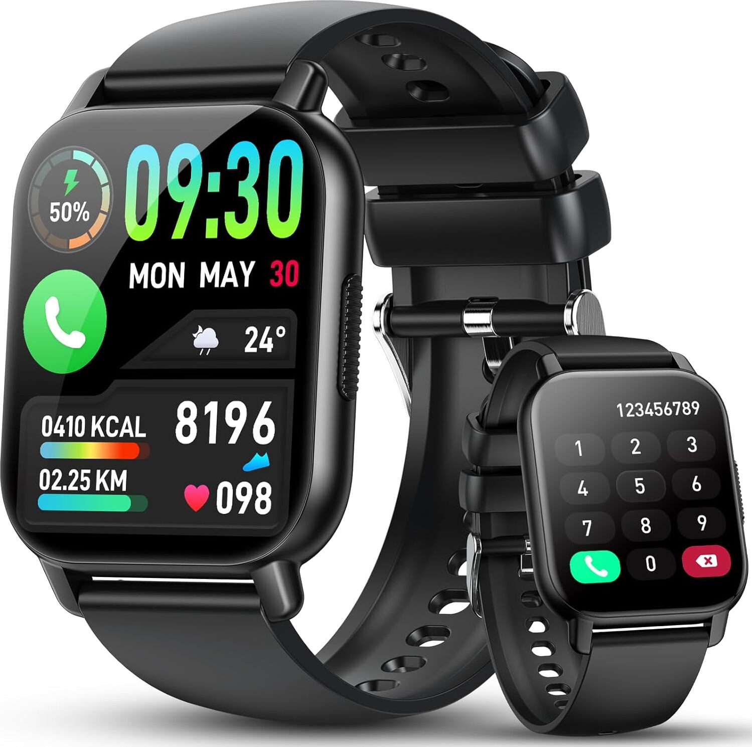 WeurGhy Fur Damen Herren Smartwatch mit Telefonfunktion Pulsmesser/Schlafmonitor, IP68 wasserdichte Fitness Informationserinnerung , 112+ Sportmodi, Sport