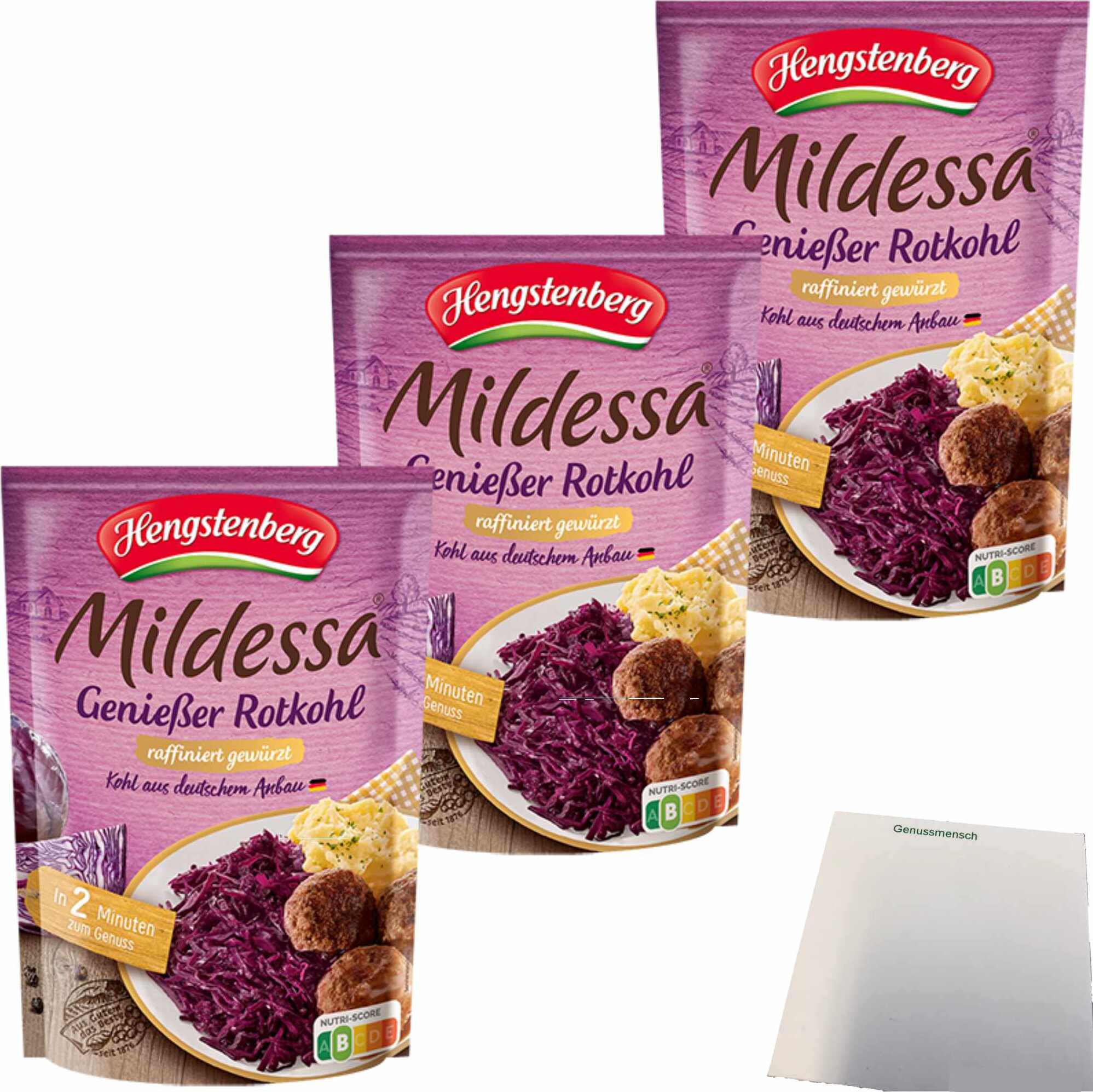 Hengstenberg Mildessa Genießer Rotkohl 3er Pack (3x400g Beutel) + usy Block