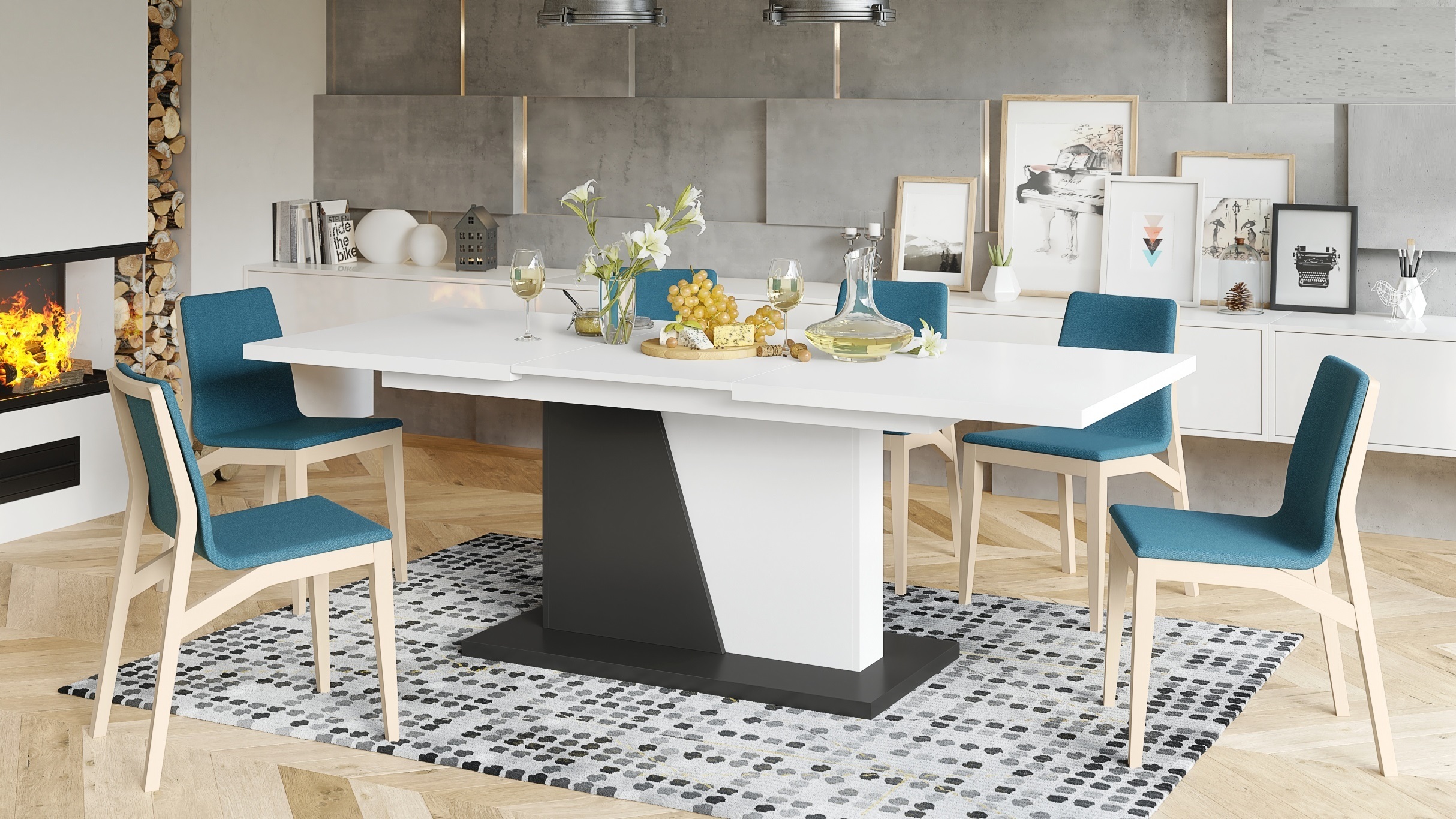 Mazzoni Design Esstisch Tisch Noble Noir ausziehbar 160 bis 218 cm NobleNoi-WsAnt