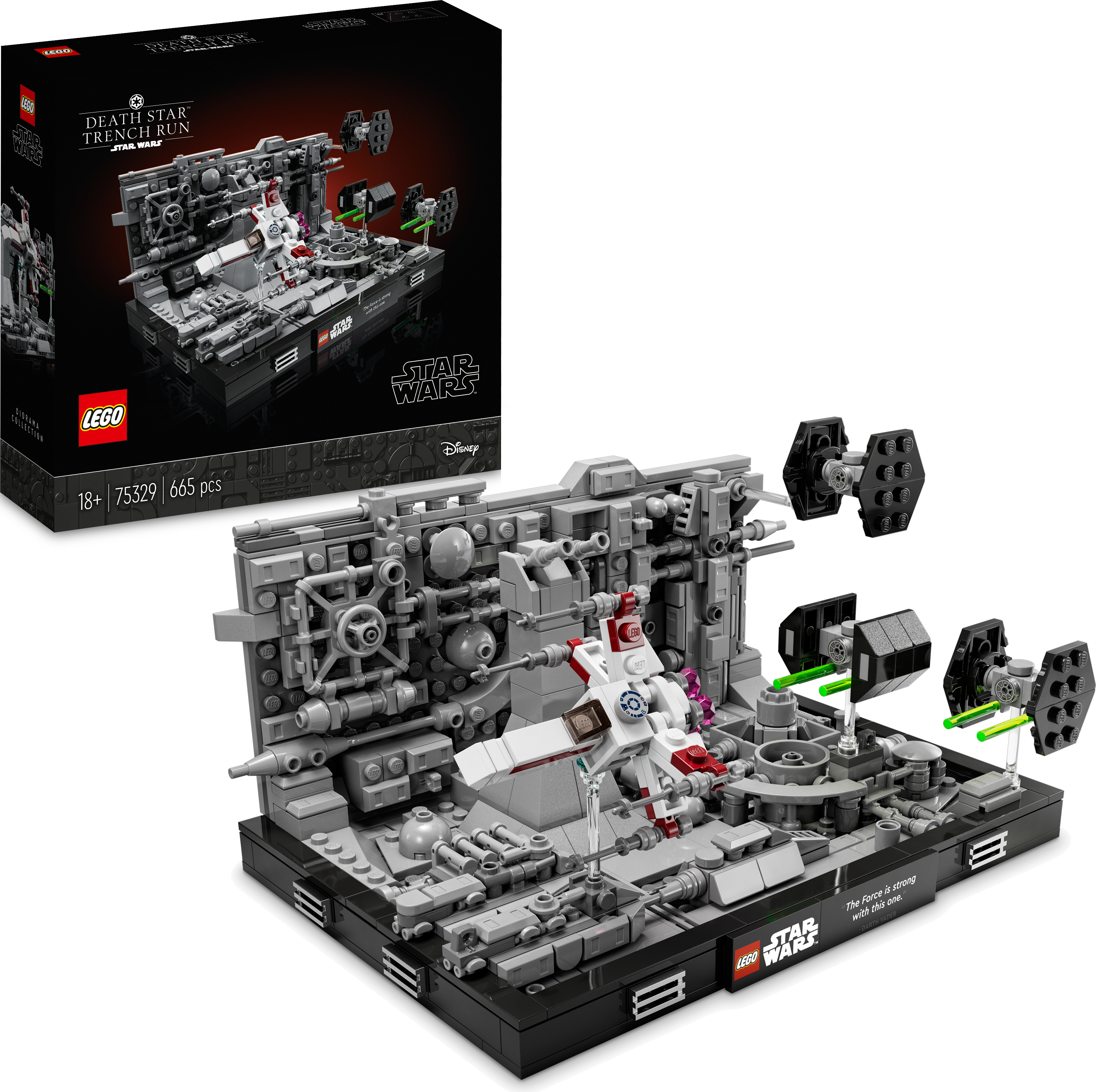LEGO 75329 Star Wars Death Star Trench Run Diorama Set, baubares Modell für Erwachsene mit Luke Skywalkers X-Wing, Fanartikel, Deko, Geschenk