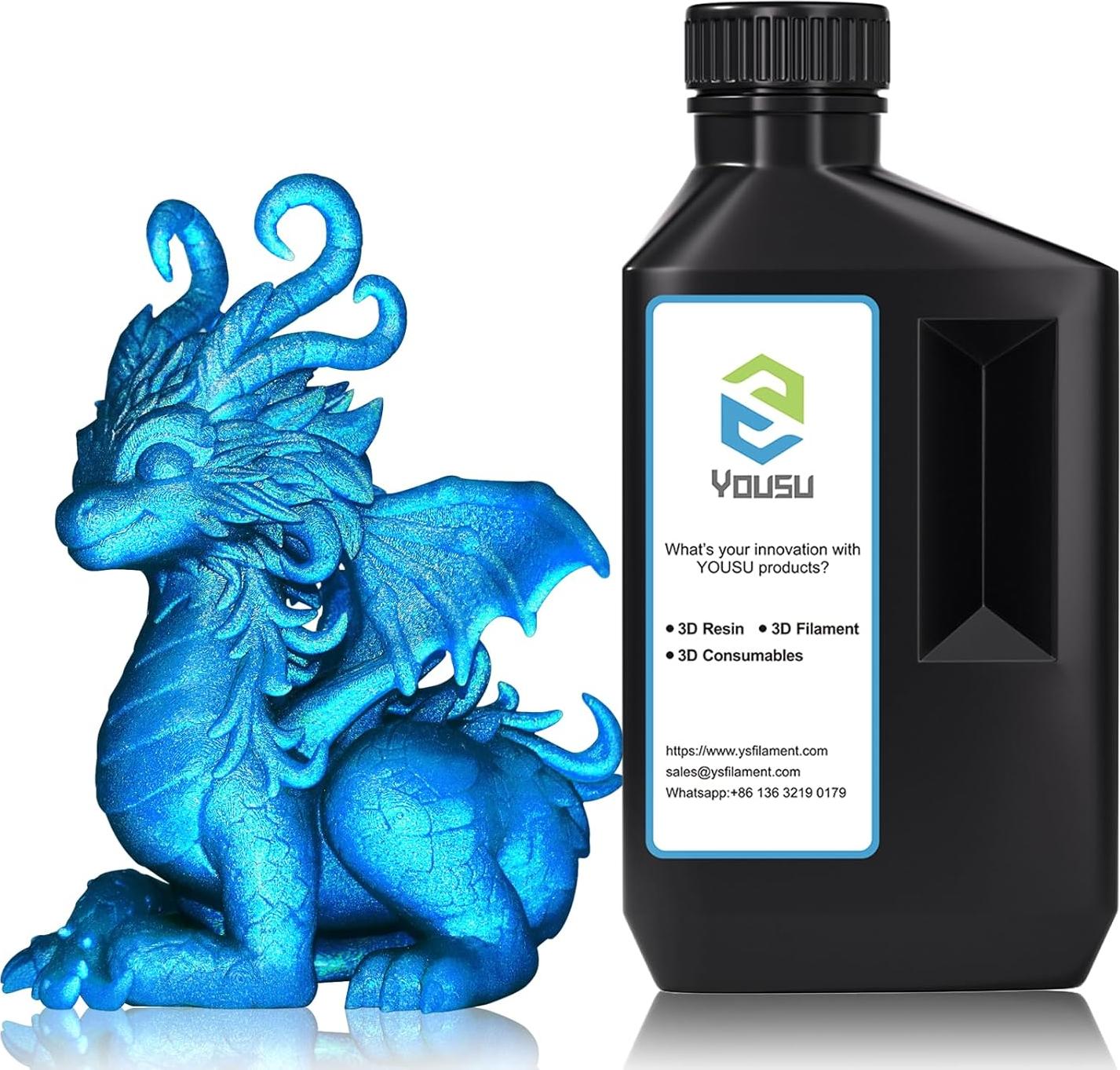 Sonstige Vorlage YOUSU Harz für 3D Drucker Metallisch Blau 1 kg Schnelltrocknend LCD DLP