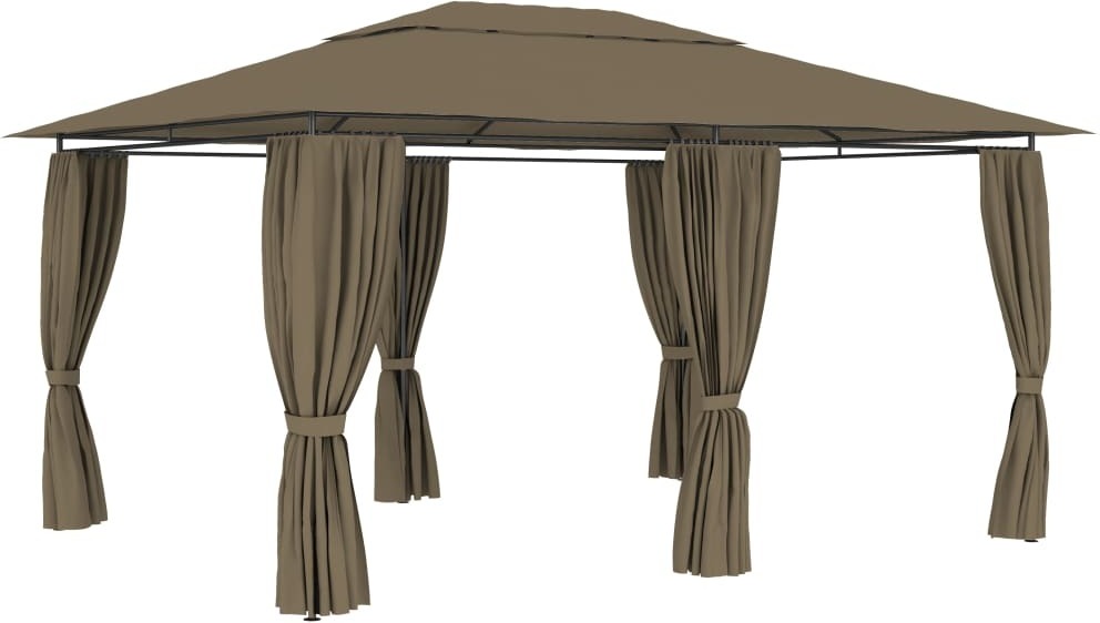 Gartenzelt mit Vorhängen 4x3 m Taupe 180 g/m²
