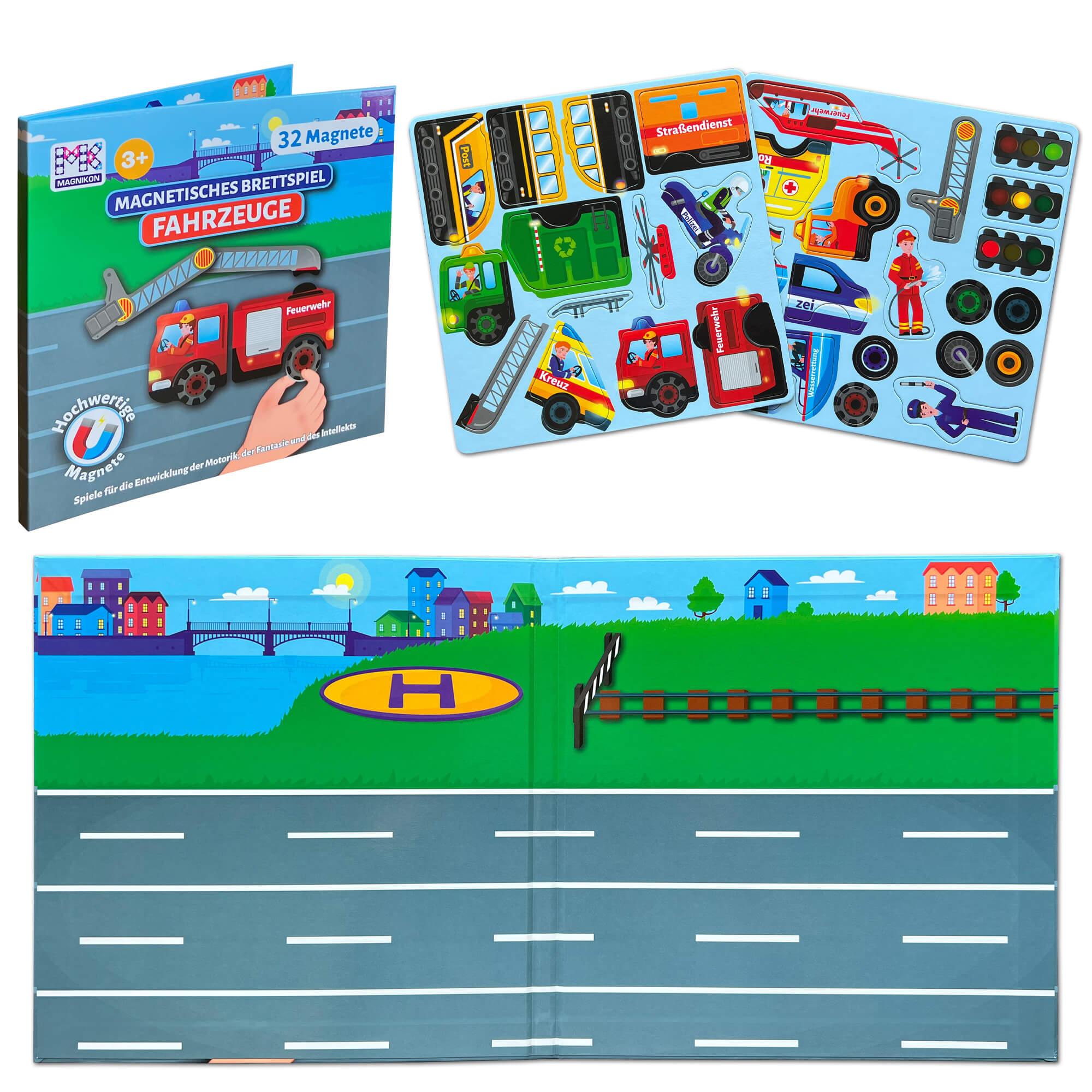 Magnikon Magnetspiel "Fahrzeuge" mit 32 Puzzle-Magneten