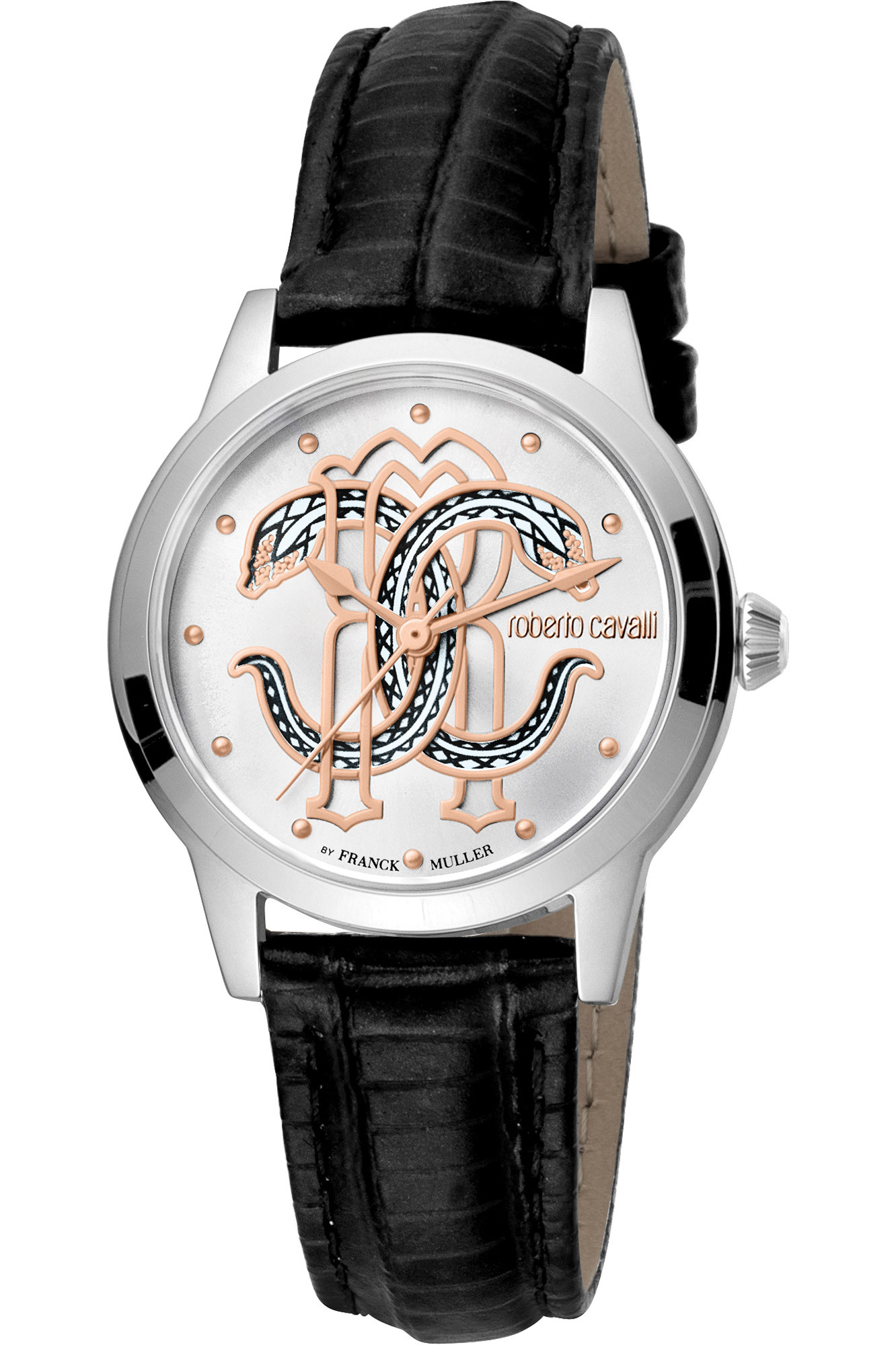 Roberto Cavalli by Franck Muller RV1L117L0021 strieborné čierne dámske hodinky NEW