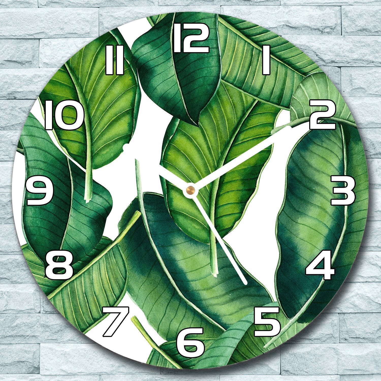 coloray Wanduhr aus Glas Rund fi 30 Fallende Blätter Quarz Deko Schlafzimmer Büro zso-white-f30-lenarte-121