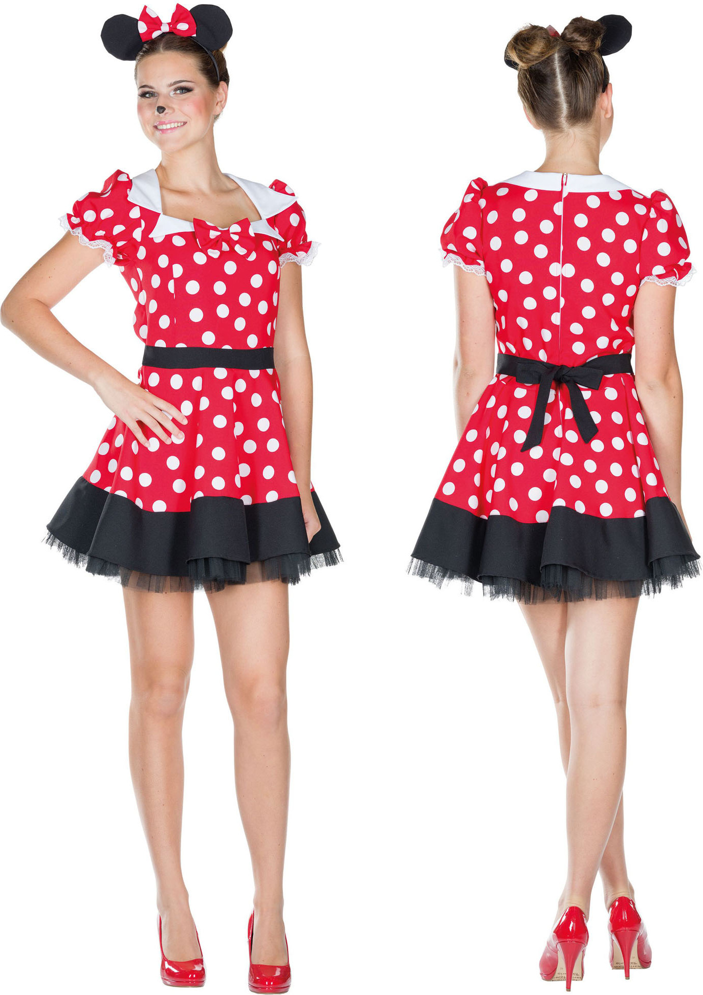 Damen Maus Kleid (Weiße Punkte) Mottoland 118242 (W)