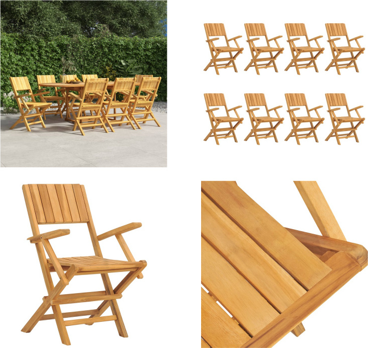 vidaXL Gartenstühle 8 Stk. Klappbar 55x61x90 cm Massivholz Teak - Klappbarer Gartenstuhl - Klappbare Gartenstühle - Gartenstuhl Klappbar - Gartenstühle Klappbar