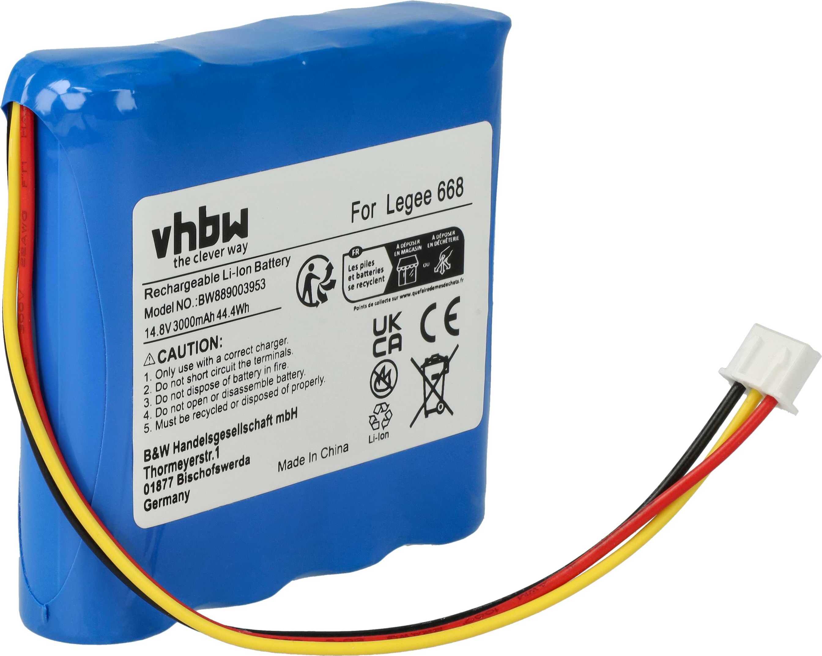 vhbw Akku Ersatz für Hobot HB668P108 für Saugroboter (3000 mAh, 14,8 V, Li-Ion, ohne Gehäuse)