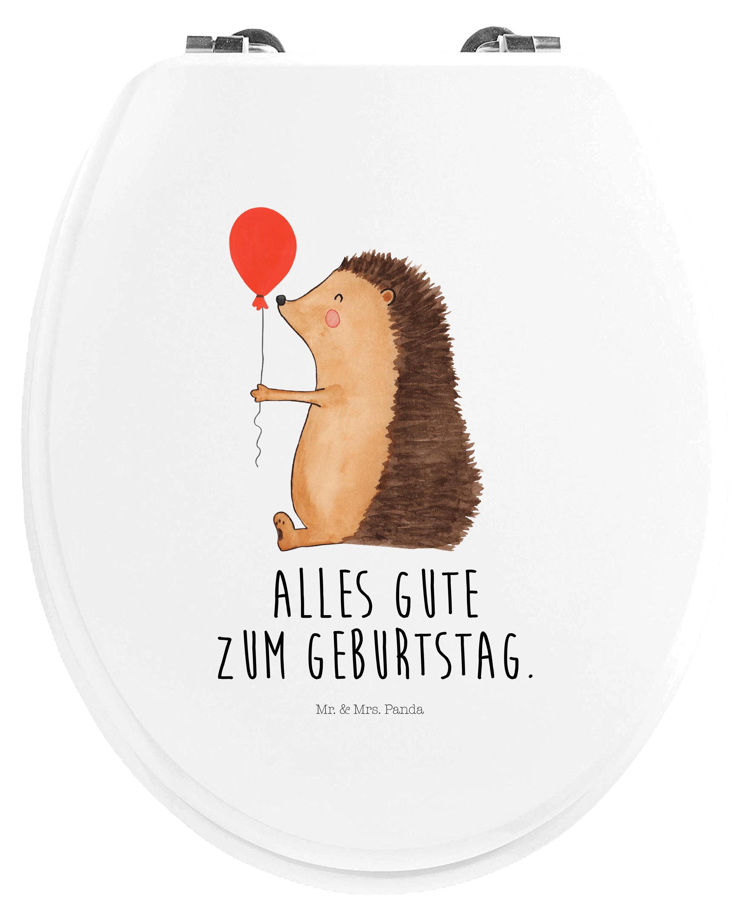Mr. & Mrs. Panda WC Sitz Igel Luftballon - Weiß - Geschenk, Brille, Happy Birthday, Geburtstagskind, Herzlichen Glückwunsch, klo deckel, Gute Laune, WC-Sitz, Geburtstag PD-1112630-STANDARD