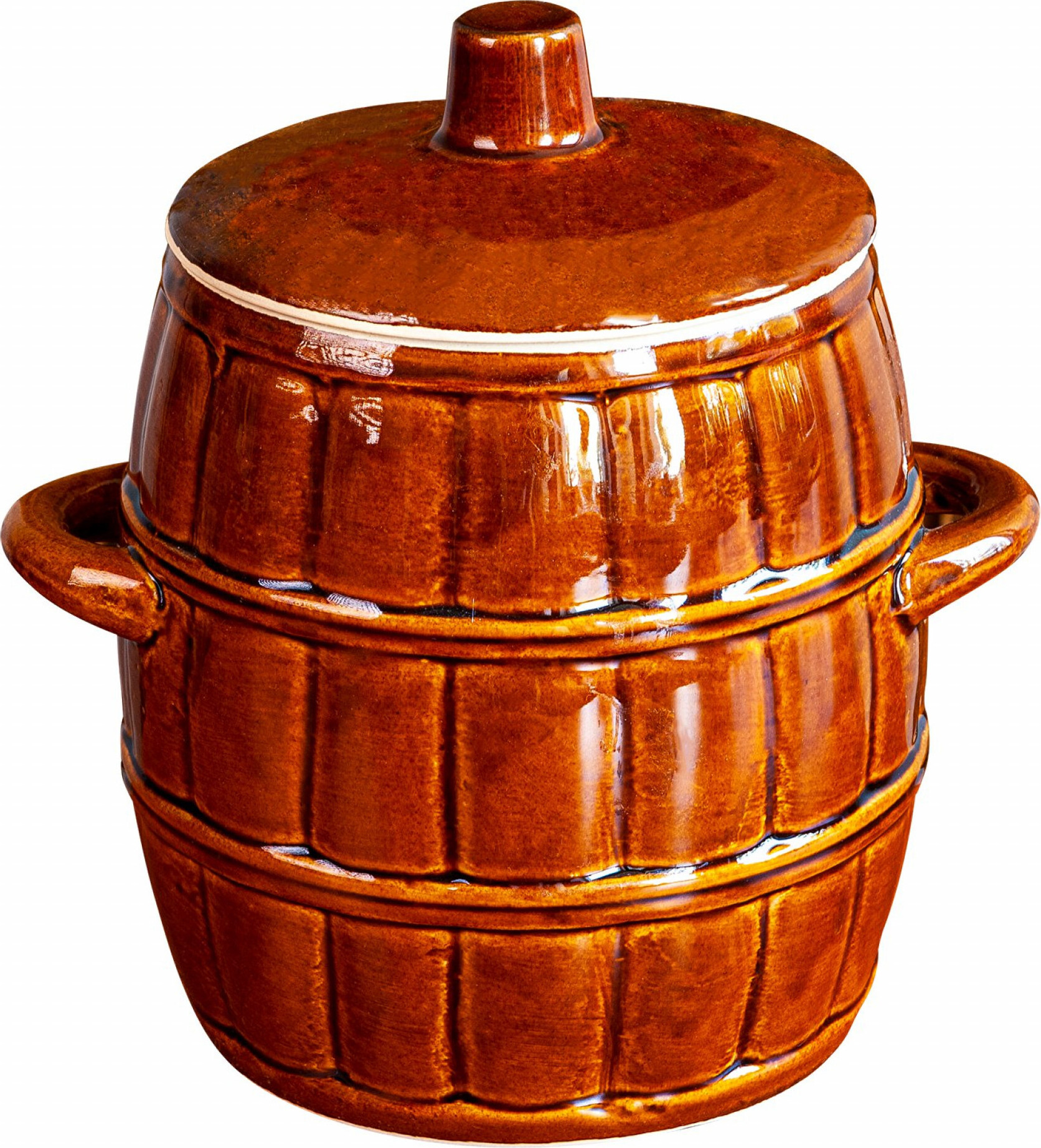 Alcofermbrew Steingutfass mit Deckel – 3.2 L, Steinguttopf