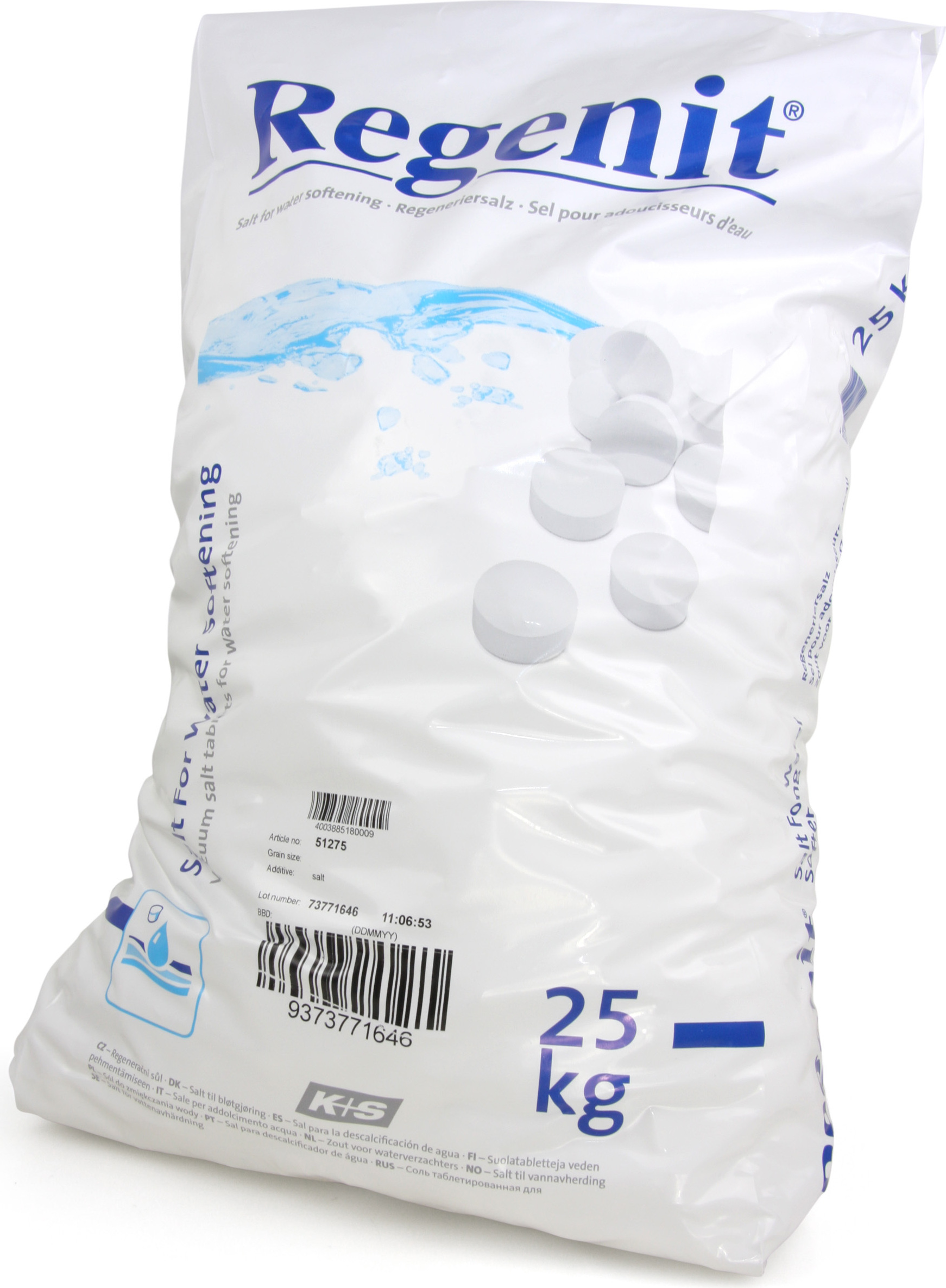 K+S AG Regenit Siedesalztabletten, gemäß EN 973 Typ | Sack (25 kg) EN 973 Typ A